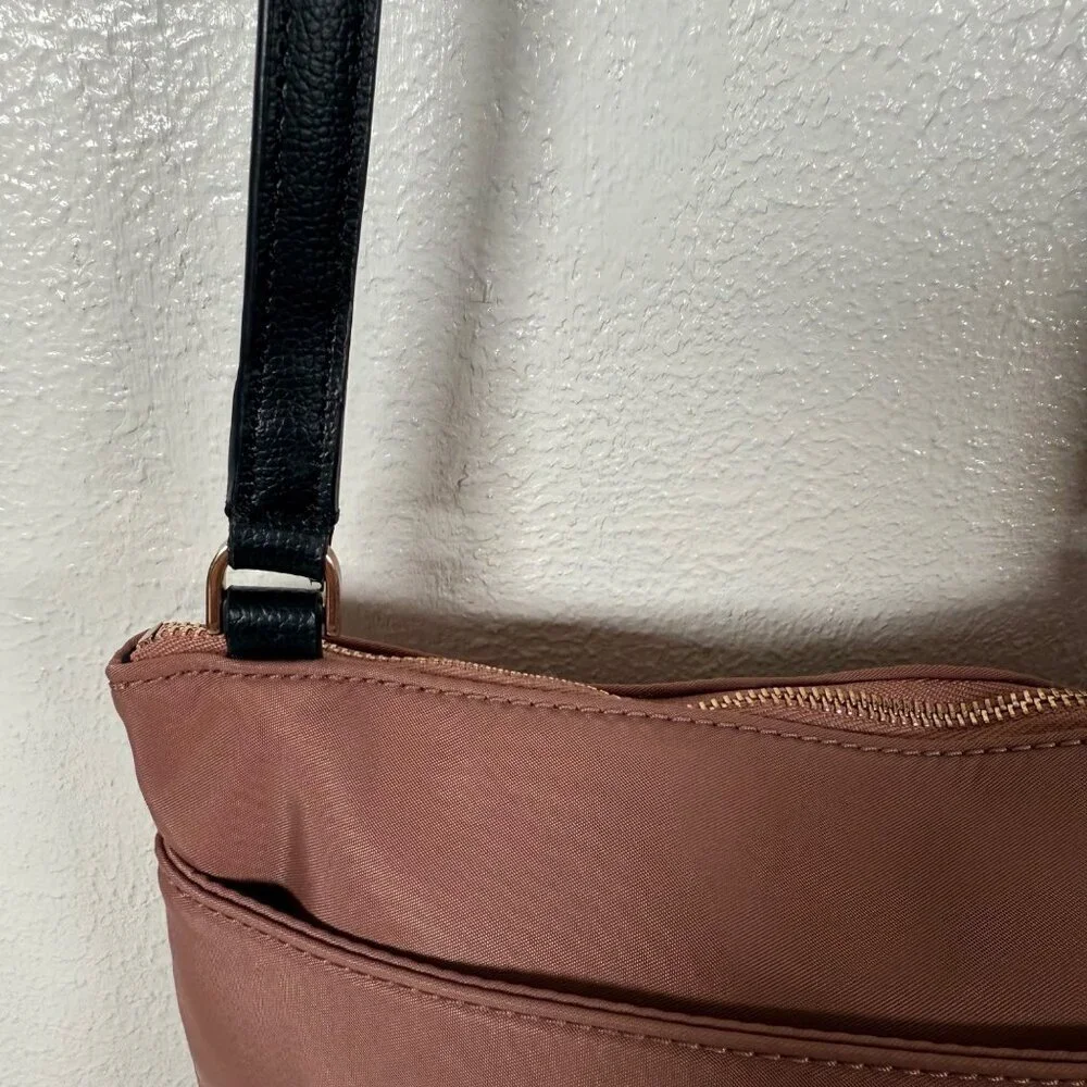Kate Spade Flat Crossbody Dawn Sparrow Pink W Leather Strap Nylon Everyday Bag